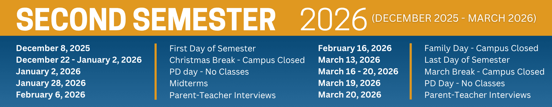 academic events - Second semester